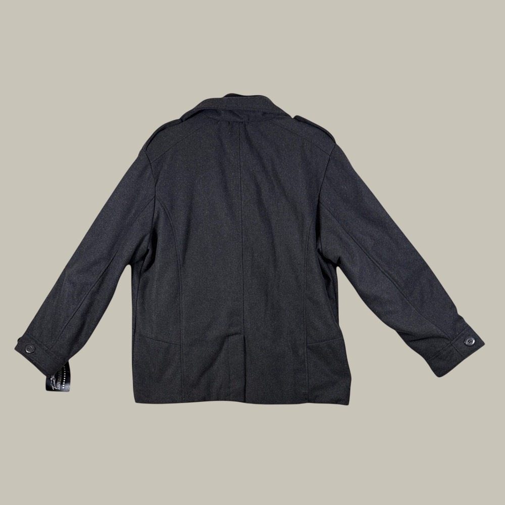 Twenty/Twenty Mens Wool Blend Peacoat Charcoal Gray Zip Bib Jacket XL 59509